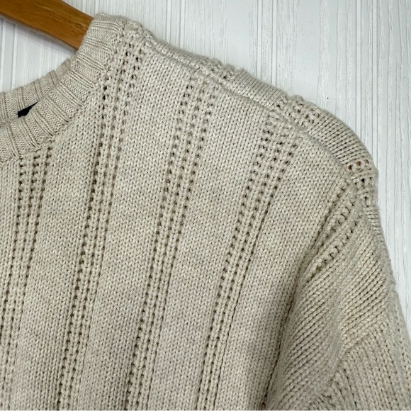 Chaps cream crewneck cable knit long sleeve sweater with logo size XL - Picture 4 of 10